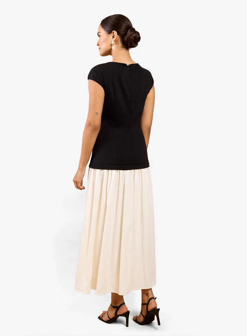 Little Mistress Monochrome Dropped Waist Maxi Dress